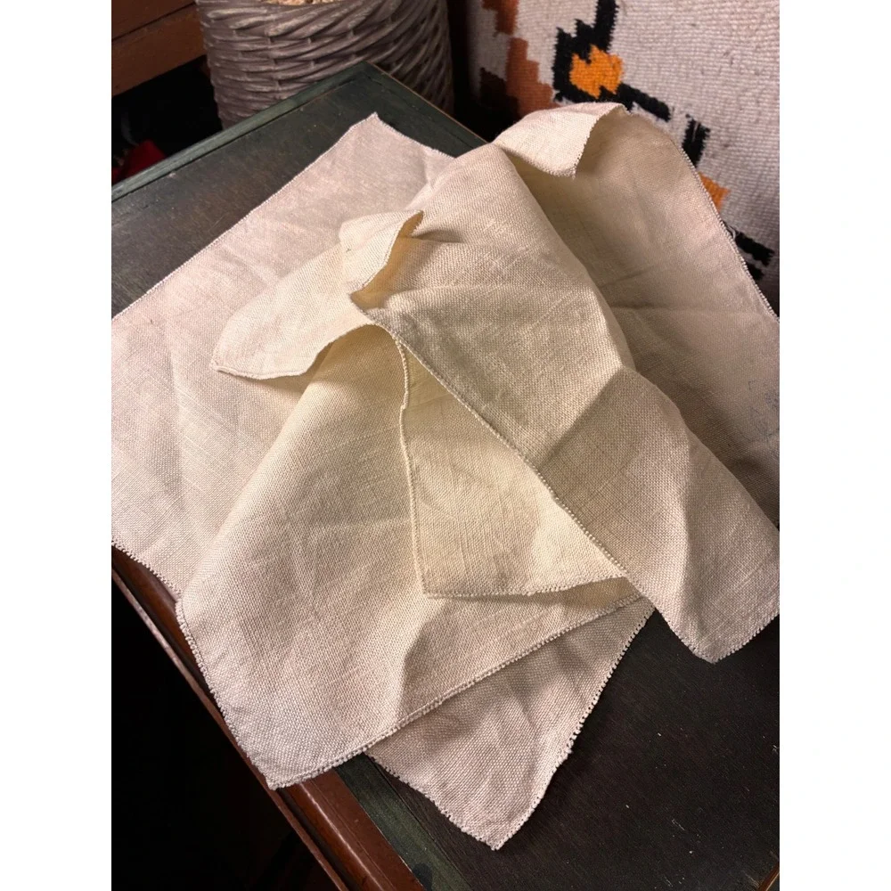Unbranded Linen Napkins Unisex OS Beige Good Floral Embroidered Set of 4